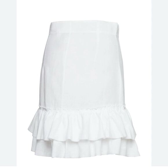 NWT 200.00 Iro Skirts Musk Linen Side Zip Tiered Ruffled A-Line - Picture 4 of 8